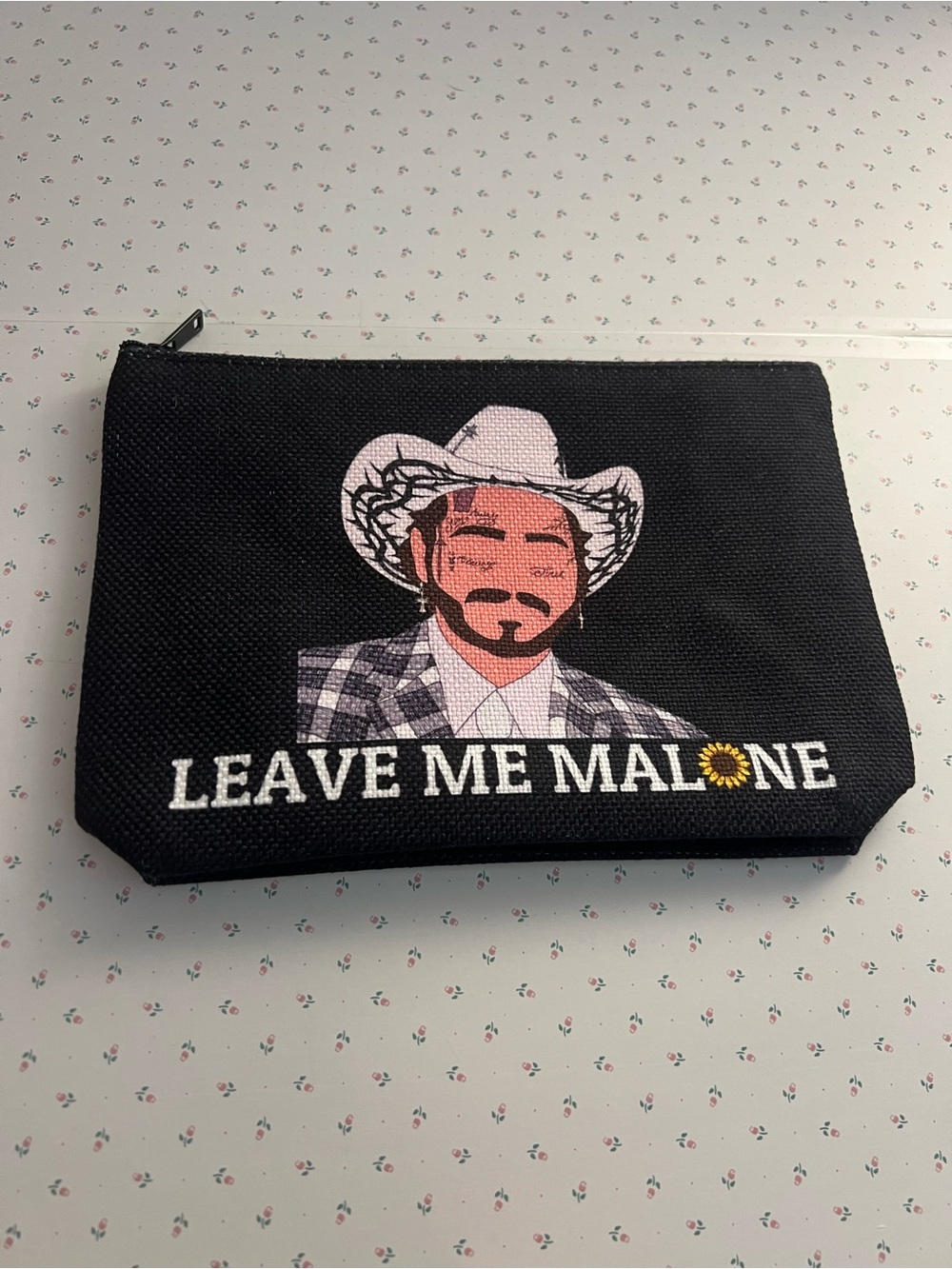 post malone leave me malone makeup bag black canvas zip pouch cowboy